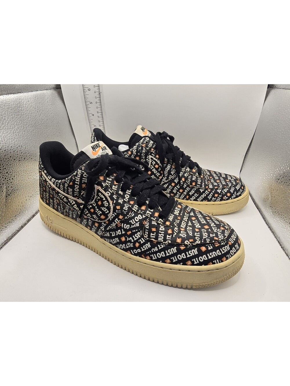 Nike Air Air Force 1 Just Do It All Over Graphic Mens Shoes A06296-001 Size 10.5